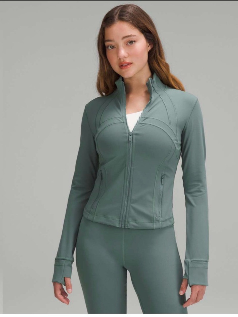 Lululemon cropped define nulu jacket ‘medium forest’ green. Size 4